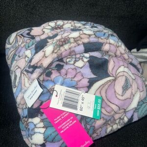 NWT Vera Bradley Floral Plush Fleece Blanket - Purple and Blue